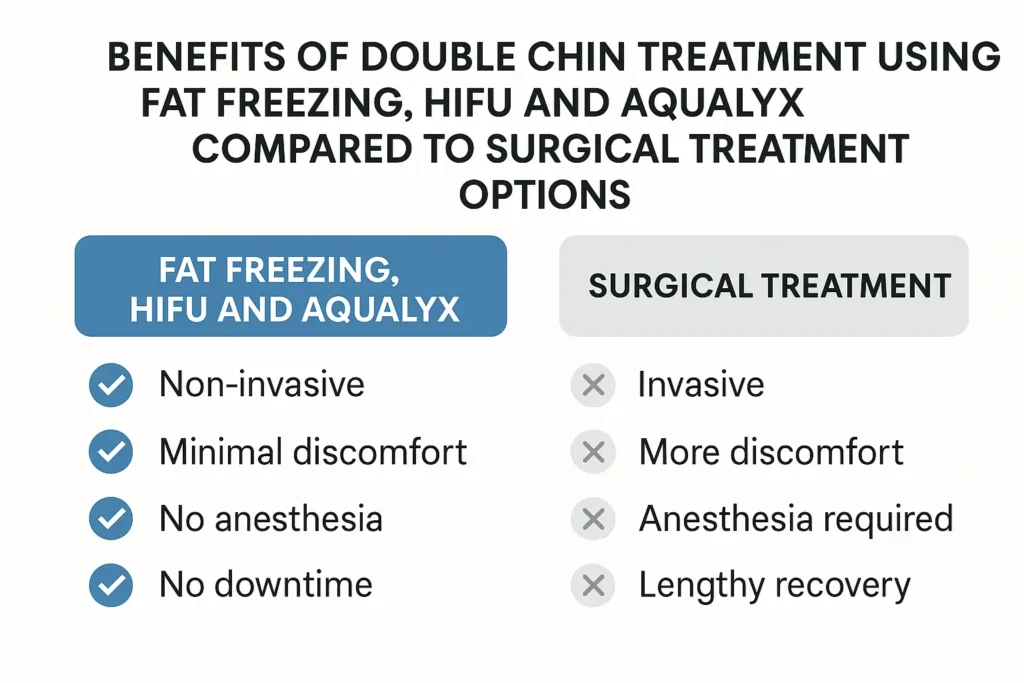 Graphic about the benefits of double chin treatment Oxford - from LA LIPO