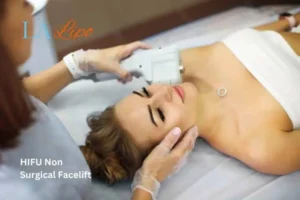 Woman having Hi-Fu to reduce wrinkles Oxford.