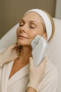 Woman receiving HIFU non surgical facelift treatment Oxford