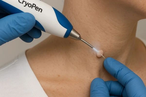Person receiving Cryotherapy skin tag removal Oxford