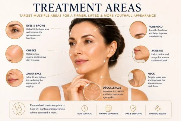 Areas of treatment for the ultimate lift tighten treatment Oxford